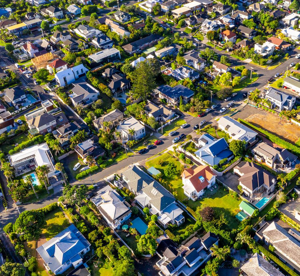 Aerial view of houses